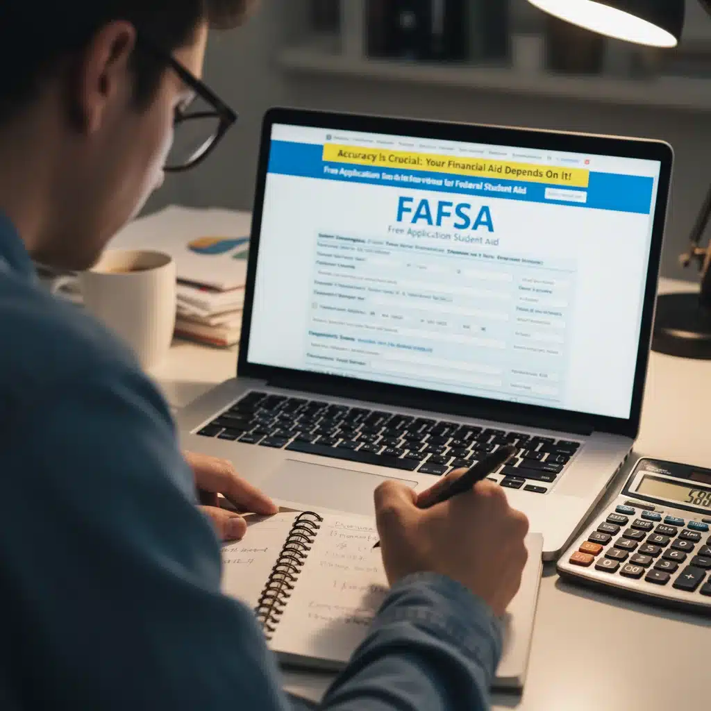 Person completing FAFSA form online, symbolizing the application process for federal student aid.