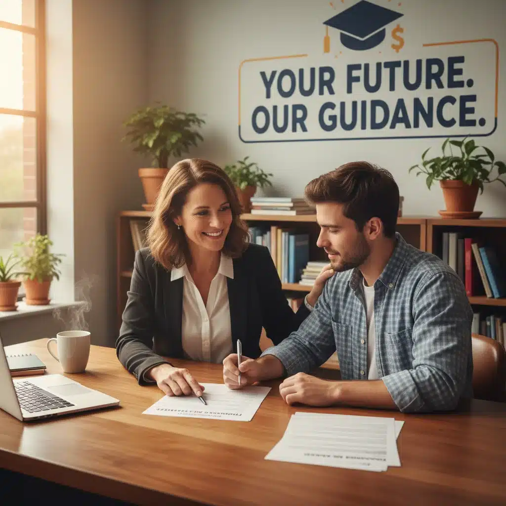 Financial aid advisor assisting a student, demonstrating expert guidance for college funding.